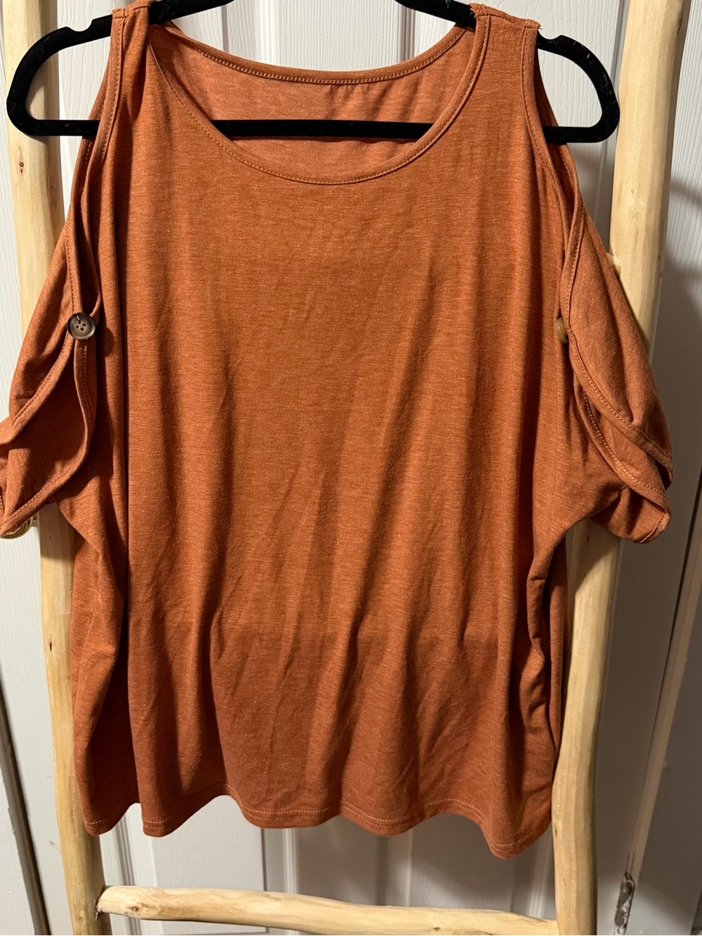 SHEIN Rust Orange Cold-Shoulder Tank Top